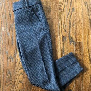 Ann Taylor LOFT Women’s 2 Marisa Skinny Ankle Navy Blue Shimmery Lattice Pants